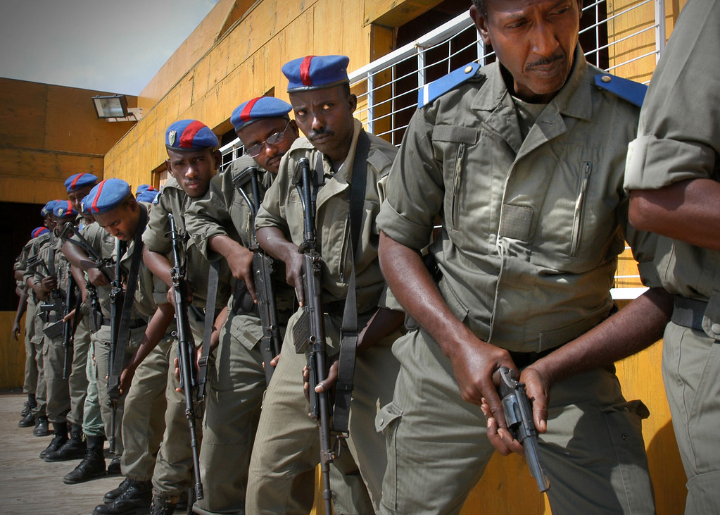 Public Domain: Djiboutian National Police by Eric A. Clement USN (DOD 061221-N-1328C-044) — illustrating student policy